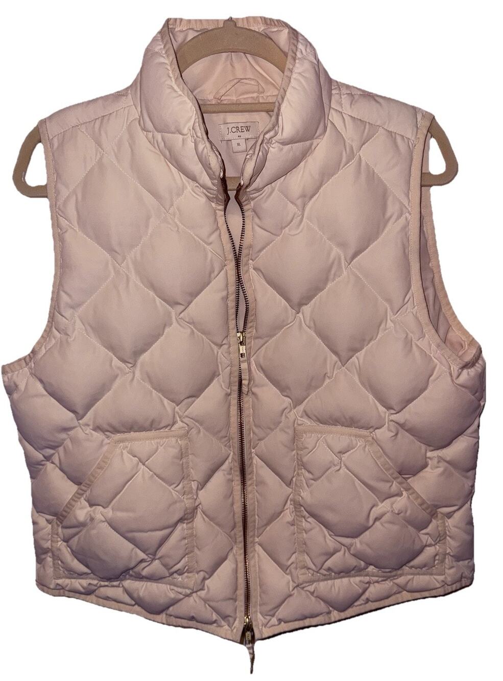 J.Crew Women's Quilted Zip Vest Ivory XL